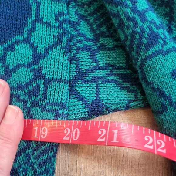 Y2K Vivanti Teal Patterned Sweater Size 6 - Picture 6 of 7
